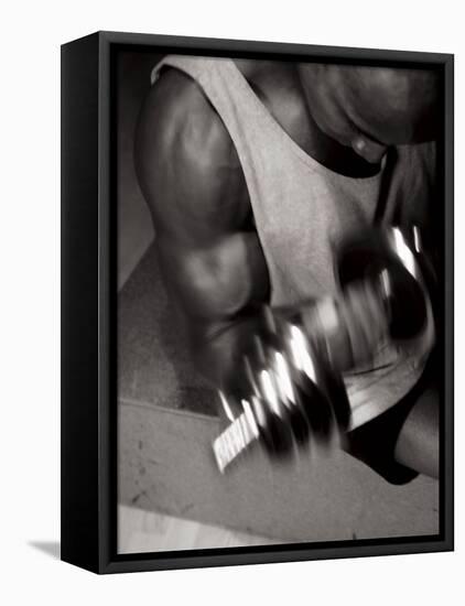 Muscular Bicep During Exercise-null-Framed Stretched Canvas