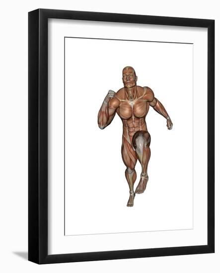 Muscular Man Running-null-Framed Art Print