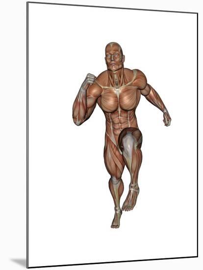 Muscular Man Running-null-Mounted Art Print