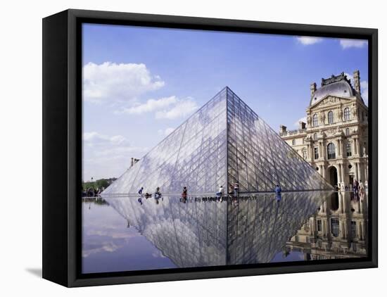 Musee Du Louvre and Pyramide, Paris, France-Roy Rainford-Framed Stretched Canvas