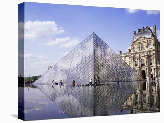 Musee Du Louvre and Pyramide, Paris, France-Roy Rainford-Stretched Canvas