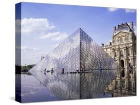 Musee Du Louvre and Pyramide, Paris, France-Roy Rainford-Stretched Canvas