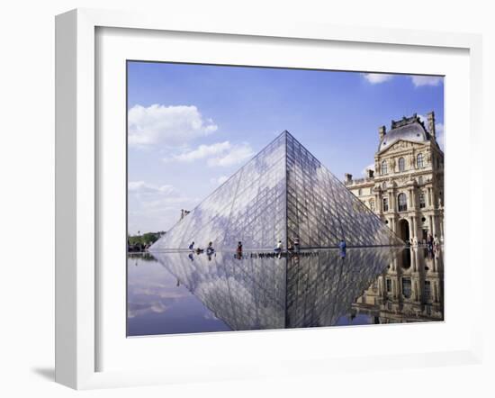 Musee Du Louvre and Pyramide, Paris, France-Roy Rainford-Framed Photographic Print