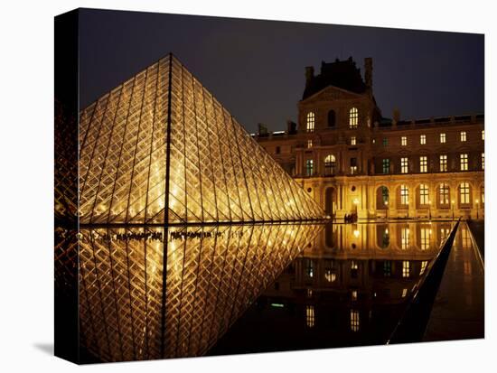 Musee Du Louvre and Pyramide, Paris, France-Roy Rainford-Stretched Canvas