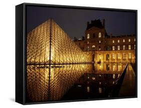 Musee Du Louvre and Pyramide, Paris, France-Roy Rainford-Framed Stretched Canvas