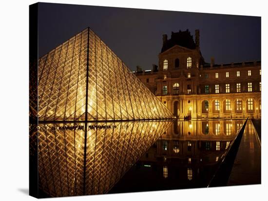 Musee Du Louvre and Pyramide, Paris, France-Roy Rainford-Stretched Canvas