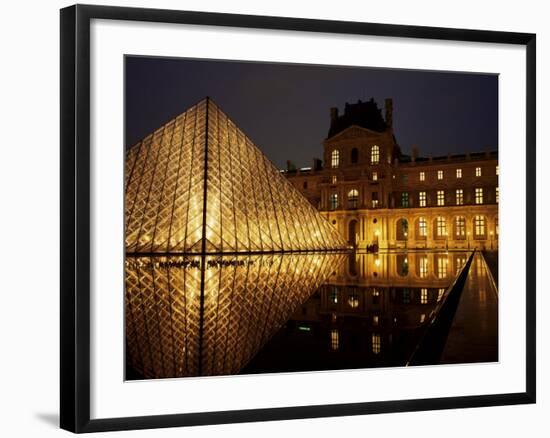 Musee Du Louvre and Pyramide, Paris, France-Roy Rainford-Framed Photographic Print