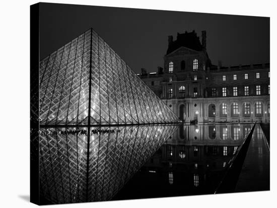 Musee Du Louvre and Pyramide, Paris, France-Roy Rainford-Stretched Canvas