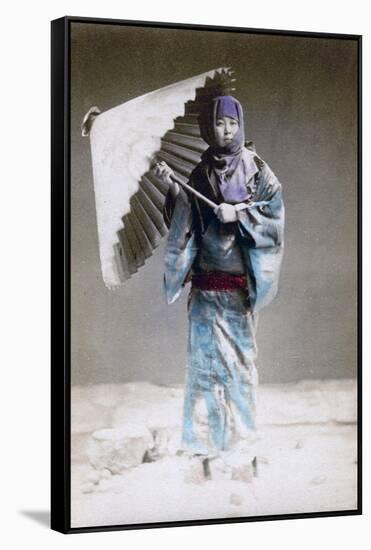 Museme, Woman in Winter Costume, Japan, 1882-Felice Beato-Framed Stretched Canvas