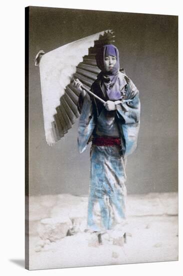 Museme, Woman in Winter Costume, Japan, 1882-Felice Beato-Stretched Canvas