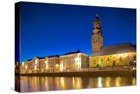 Museum and Church at Night, Gothenburg, Sweden, Scandinavia, Europe-Frank Fell-Stretched Canvas