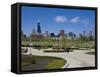 Museum Campus, Grant Park and the South Loop City Skyline, Chicago, Illinois, USA-Amanda Hall-Framed Stretched Canvas