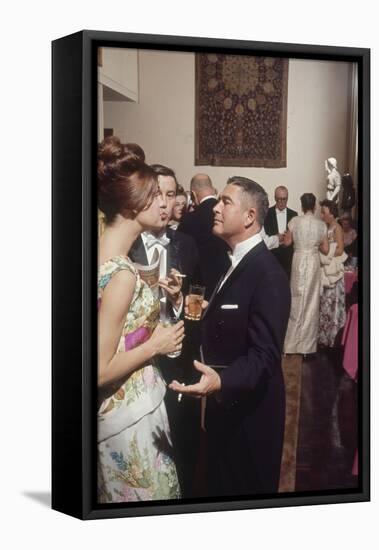 Museum Director Richard F. Brown Talking to Attendees of Los Angeles Museum of Art Opening-Ralph Crane-Framed Stretched Canvas