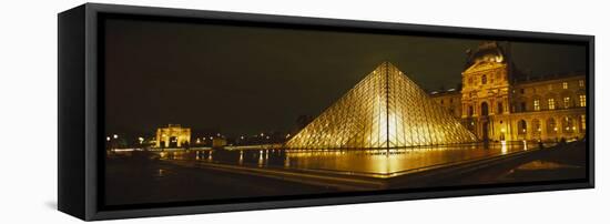 Museum Lit Up at Night, Musee Du Louvre, Paris, France-null-Framed Stretched Canvas