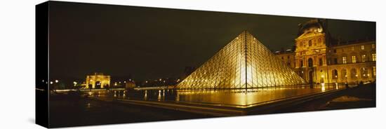 Museum Lit Up at Night, Musee Du Louvre, Paris, France-null-Stretched Canvas