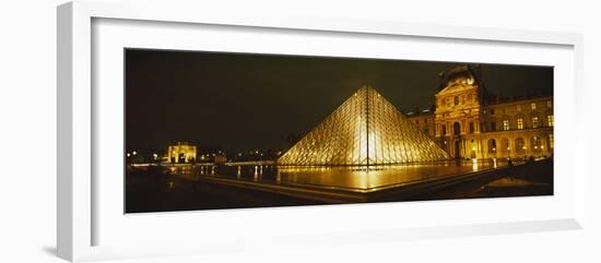 Museum Lit Up at Night, Musee Du Louvre, Paris, France-null-Framed Photographic Print