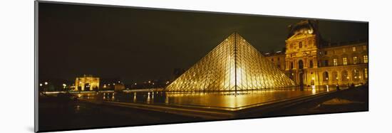 Museum Lit Up at Night, Musee Du Louvre, Paris, France-null-Mounted Photographic Print
