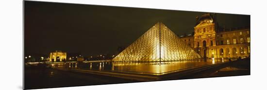 Museum Lit Up at Night, Musee Du Louvre, Paris, France-null-Mounted Photographic Print