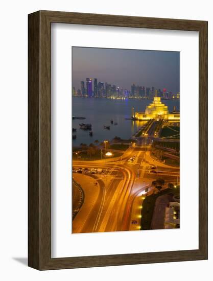 Museum of Islamic Art and West Bay Central Financial District from East Bay District at Dusk-Frank Fell-Framed Photographic Print