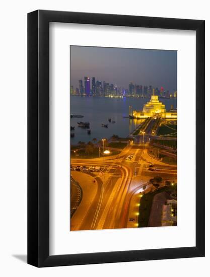 Museum of Islamic Art and West Bay Central Financial District from East Bay District at Dusk-Frank Fell-Framed Photographic Print