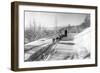 Mushing a Dog Sled in Alaska Photograph - Alaska-Lantern Press-Framed Art Print