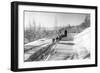 Mushing a Dog Sled in Alaska Photograph - Alaska-Lantern Press-Framed Art Print