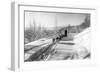 Mushing a Dog Sled in Alaska Photograph - Alaska-Lantern Press-Framed Art Print