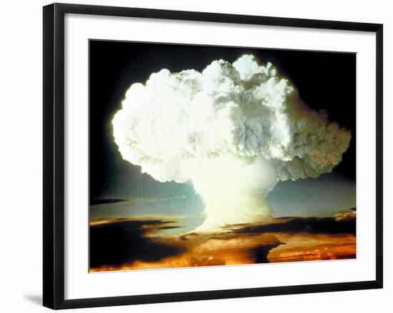 Mushrm. Cloud Rising White, Blotting Horizon, in "Op Ivy, Mike Shot" Atomic Bomb Test Blast-null-Framed Photographic Print