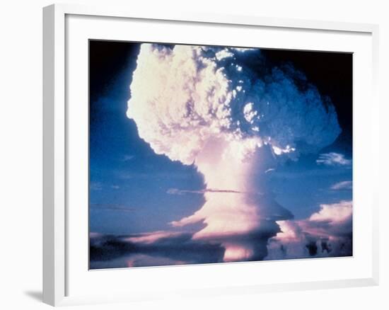 Mushrm. Cloud Rising White, Blotting Horizon, in "Op Ivy, Mike Shot" Atomic Bomb Test Blast-null-Framed Photographic Print