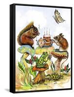 Mushroom Birthday Tea Party-Judy Mastrangelo-Framed Stretched Canvas