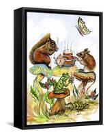 Mushroom Birthday Tea Party-Judy Mastrangelo-Framed Stretched Canvas