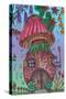 Mushroom House Coloured-Delyth Angharad-Stretched Canvas