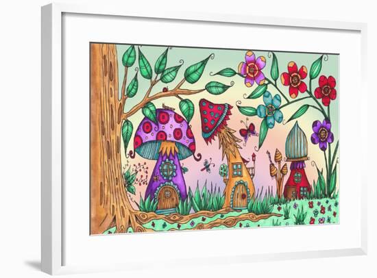 Mushroom Houses Coloured-Delyth Angharad-Framed Giclee Print