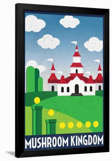 Mushroom Kingdom Retro Travel Poster-null-Framed Poster