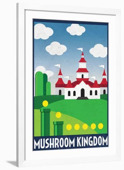 Mushroom Kingdom Retro Travel-null-Framed Art Print