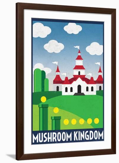 Mushroom Kingdom Retro Travel-null-Framed Art Print