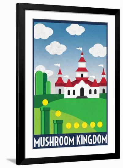 Mushroom Kingdom Retro Travel-null-Framed Art Print