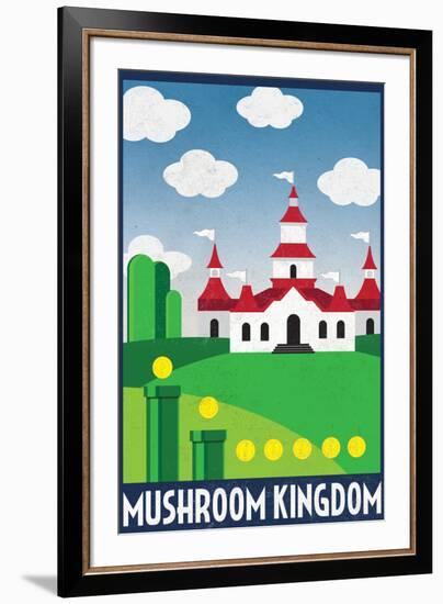 Mushroom Kingdom Retro Travel-null-Framed Art Print