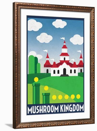 Mushroom Kingdom Retro Travel-null-Framed Art Print