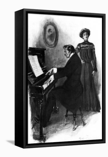 Music at Home, 1906-null-Framed Stretched Canvas