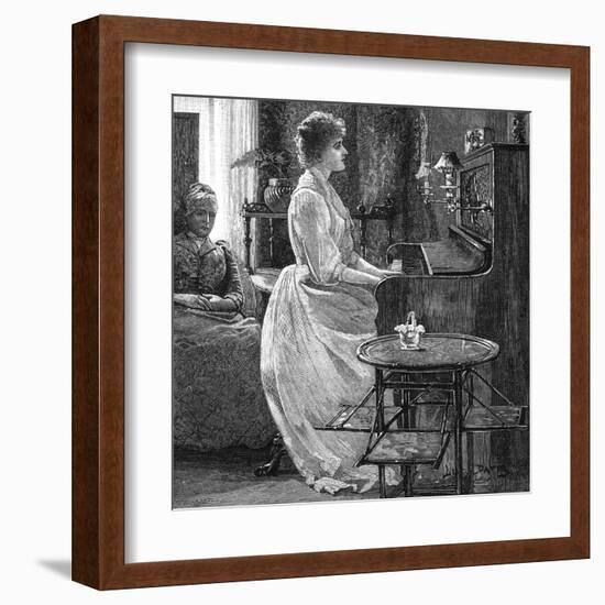 Music at Home - a Lady Plays the Piano-null-Framed Art Print