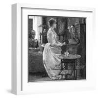 Music at Home - a Lady Plays the Piano-null-Framed Art Print