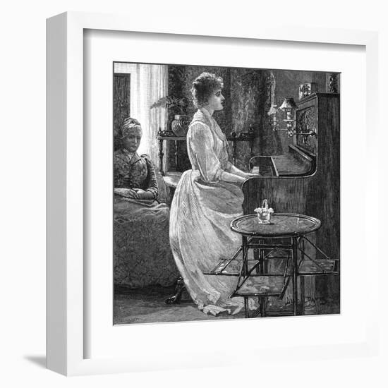 Music at Home - a Lady Plays the Piano-null-Framed Art Print