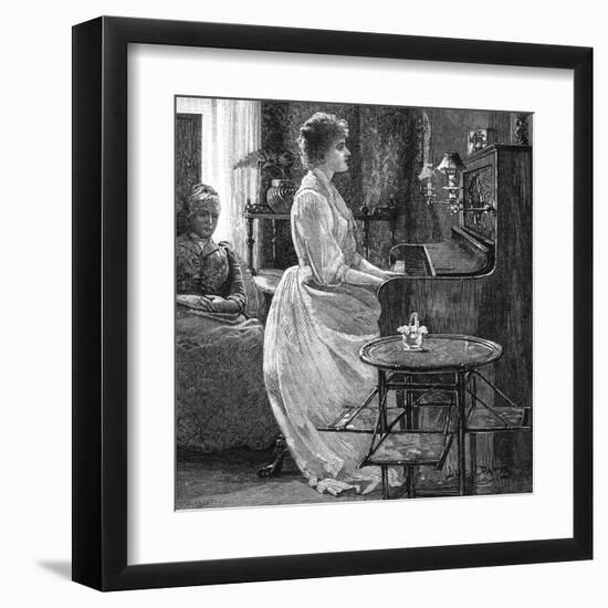 Music at Home - a Lady Plays the Piano-null-Framed Art Print