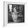 Music at Home - a Lady Plays the Piano-null-Framed Art Print