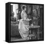 Music at Home - a Lady Plays the Piano-null-Framed Stretched Canvas