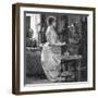 Music at Home - a Lady Plays the Piano-null-Framed Art Print