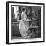 Music at Home - a Lady Plays the Piano-null-Framed Art Print