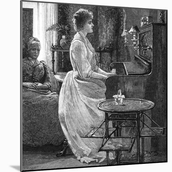 Music at Home - a Lady Plays the Piano-null-Mounted Art Print