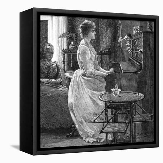 Music at Home - a Lady Plays the Piano-null-Framed Stretched Canvas